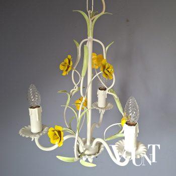 Franse metalen hanglamp bloemen, jaren '70
