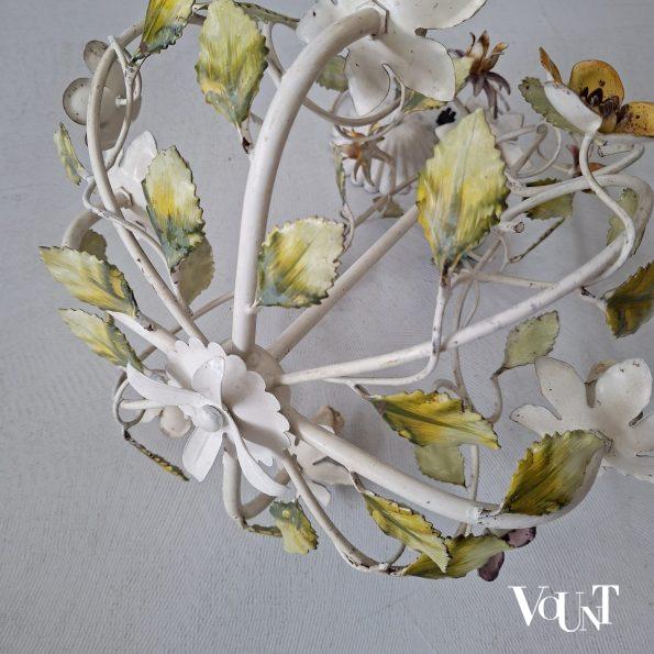 Franse metalen hanglamp bloemen, jaren '60
