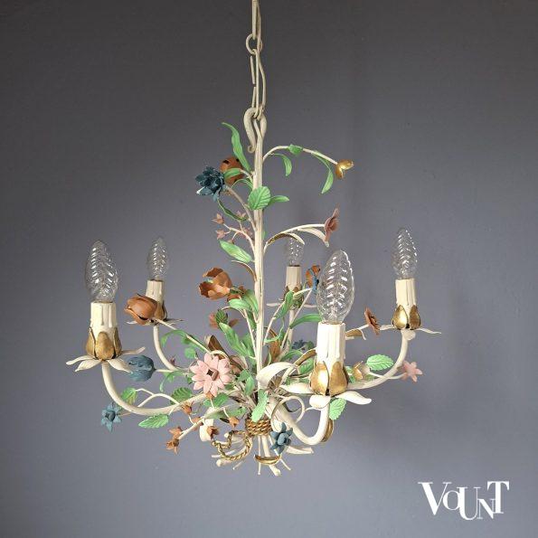 Metalen hanglamp bloemen, jaren '60