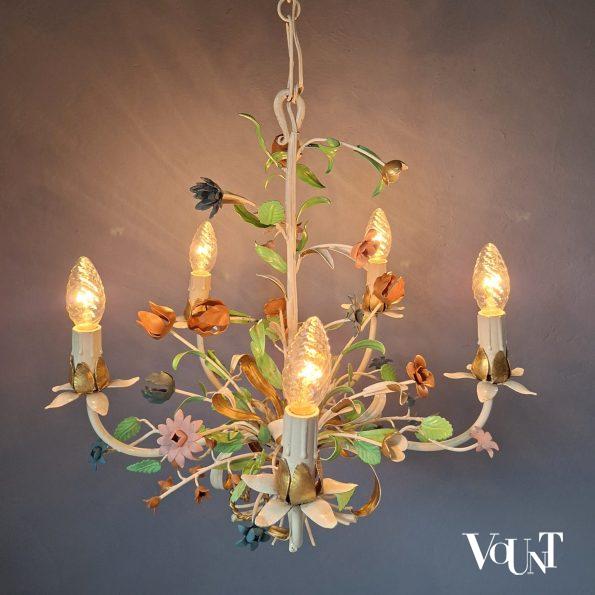 Metalen hanglamp bloemen, jaren '60