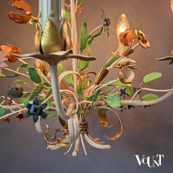 Metalen hanglamp bloemen, jaren '60
