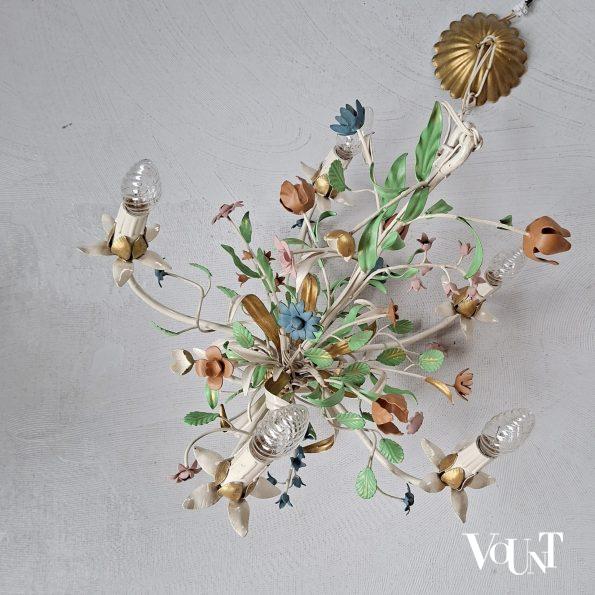 Metalen hanglamp bloemen, jaren '60