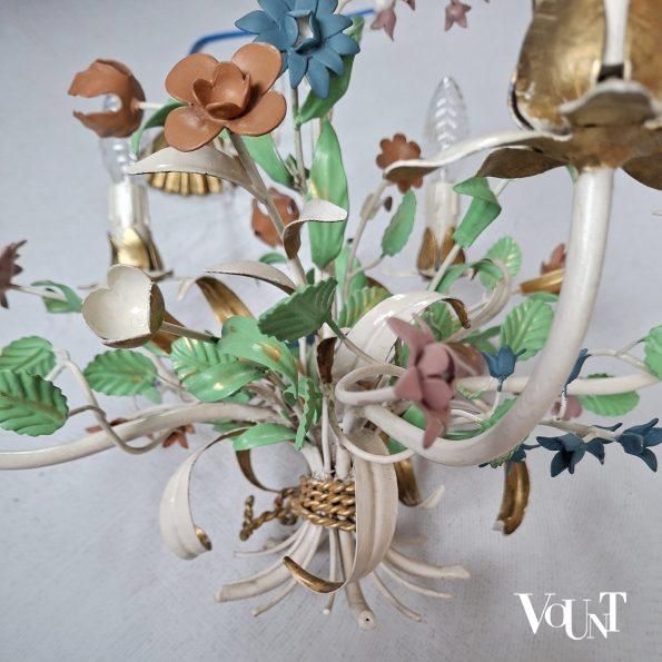 Metalen hanglamp bloemen, jaren '60