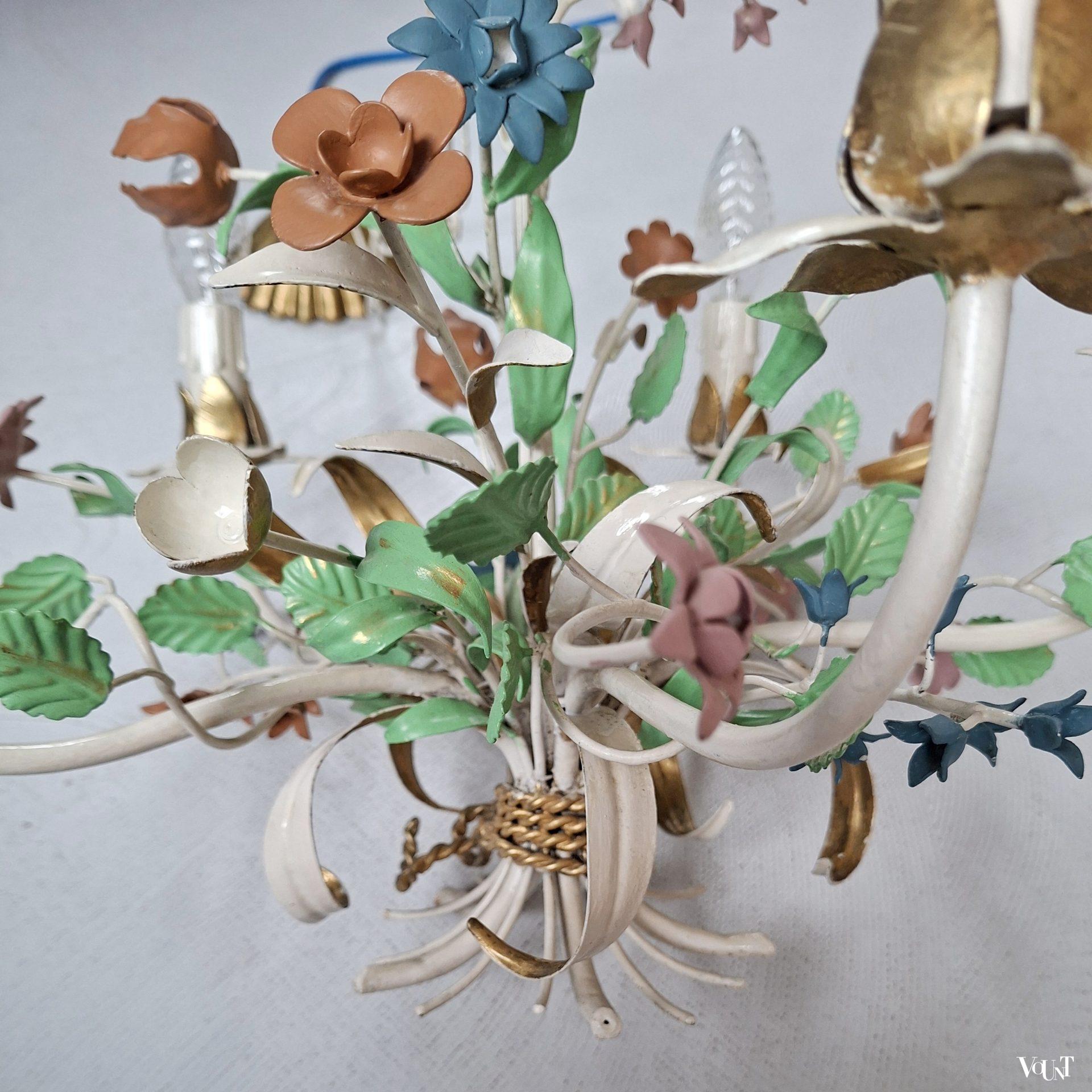 Metalen hanglamp bloemen, jaren '60