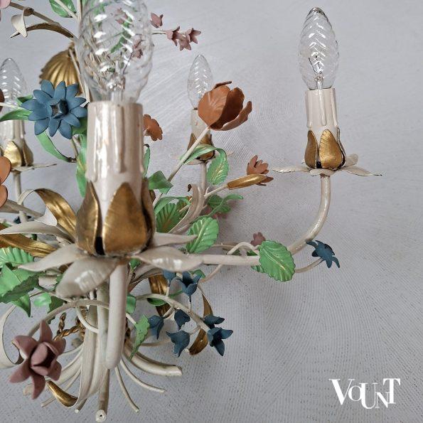 Metalen hanglamp bloemen, jaren '60