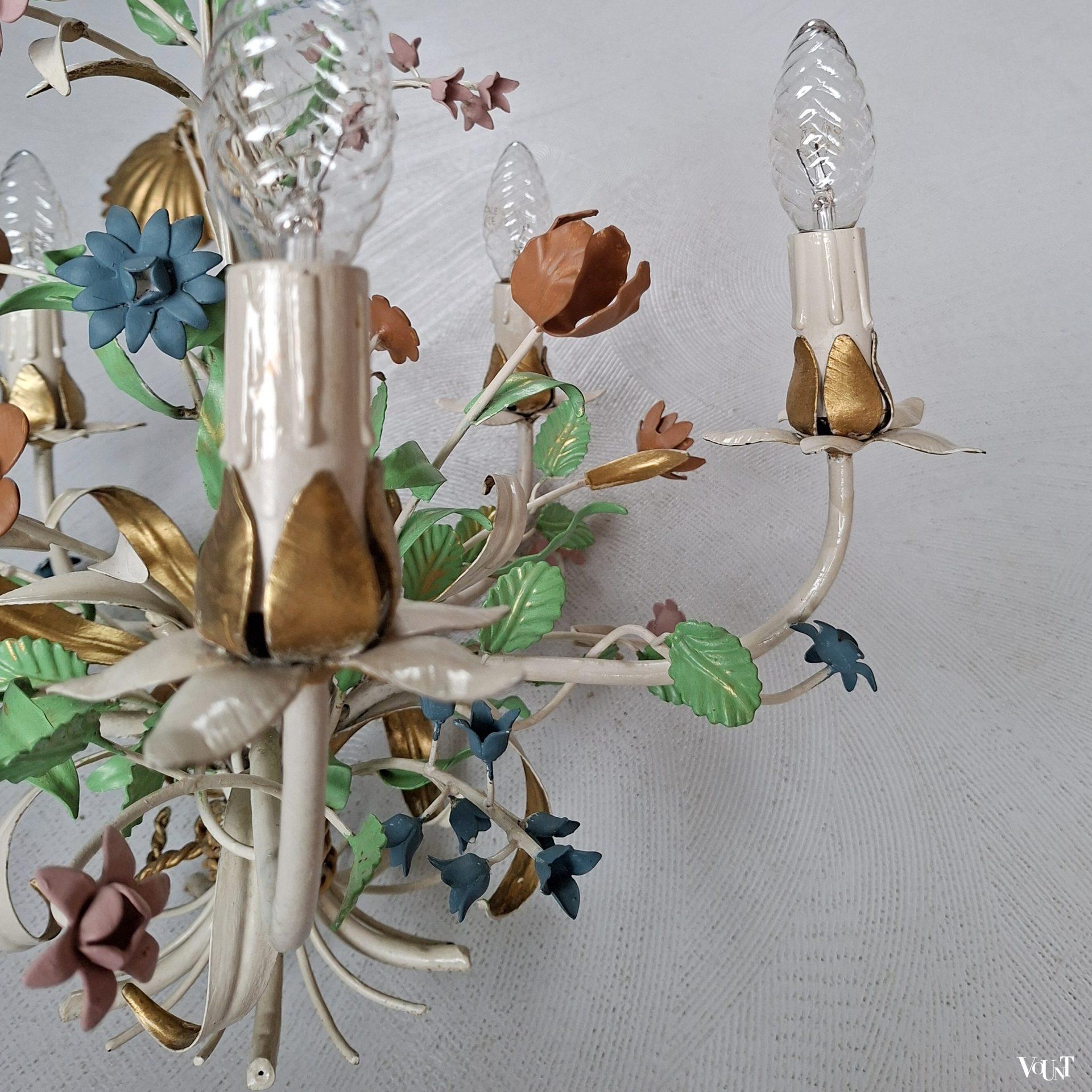 Metalen hanglamp bloemen, jaren '60