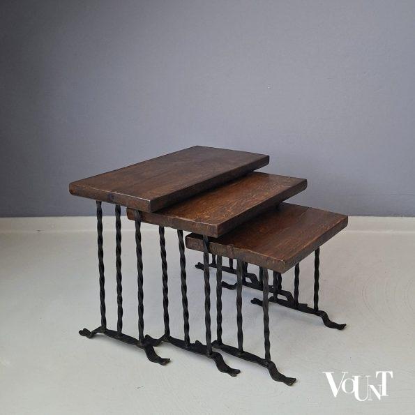 Set van 3 brutalist bijzettafels, jaren '50/'60