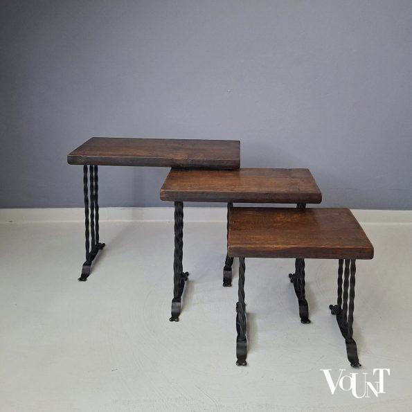 Set van 3 brutalist bijzettafels, jaren '50/'60