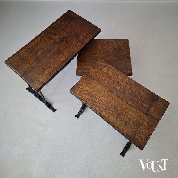 Set van 3 brutalist bijzettafels, jaren '50/'60
