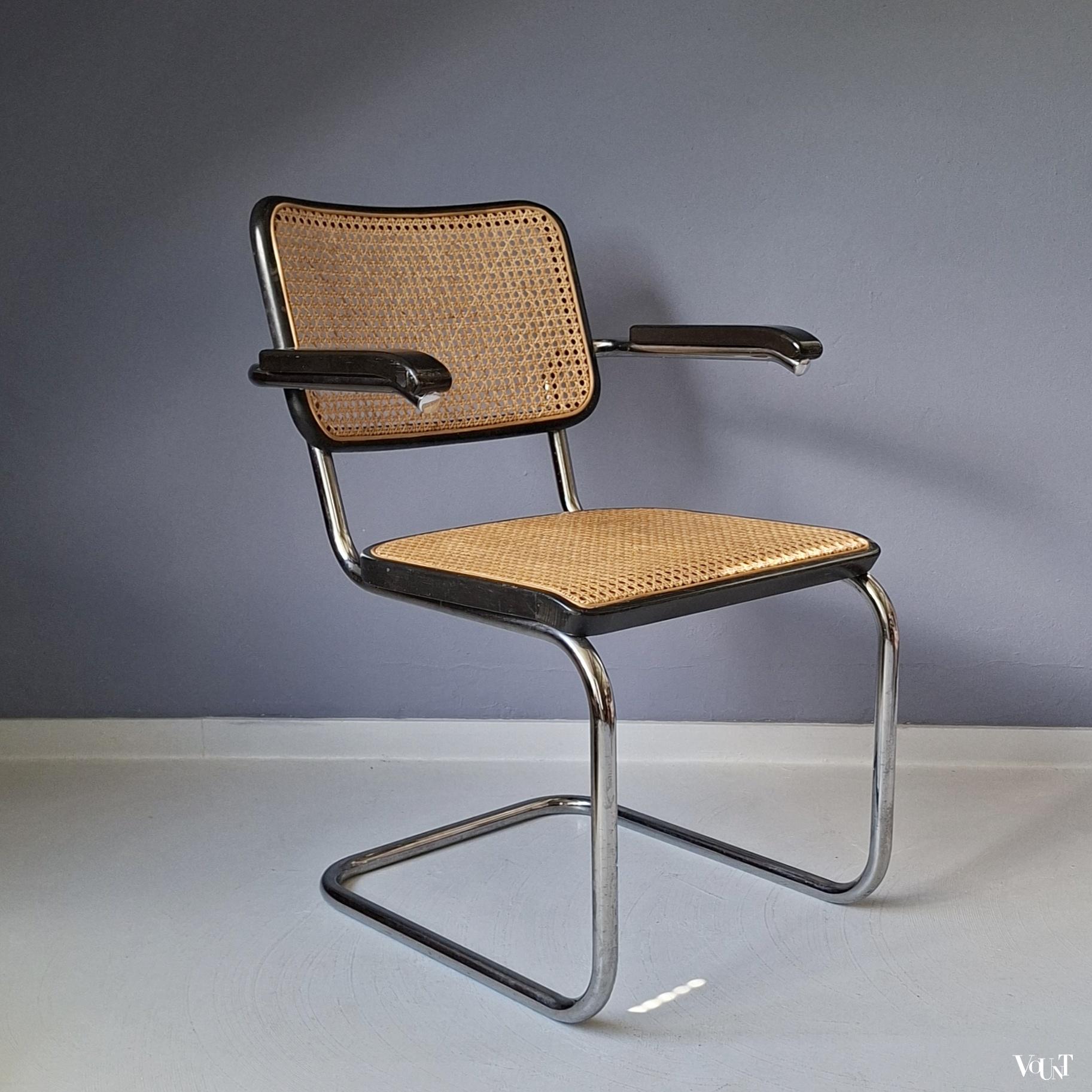 Zwarte S64 stoel, Marcel Breuer voor Thonet, 1981