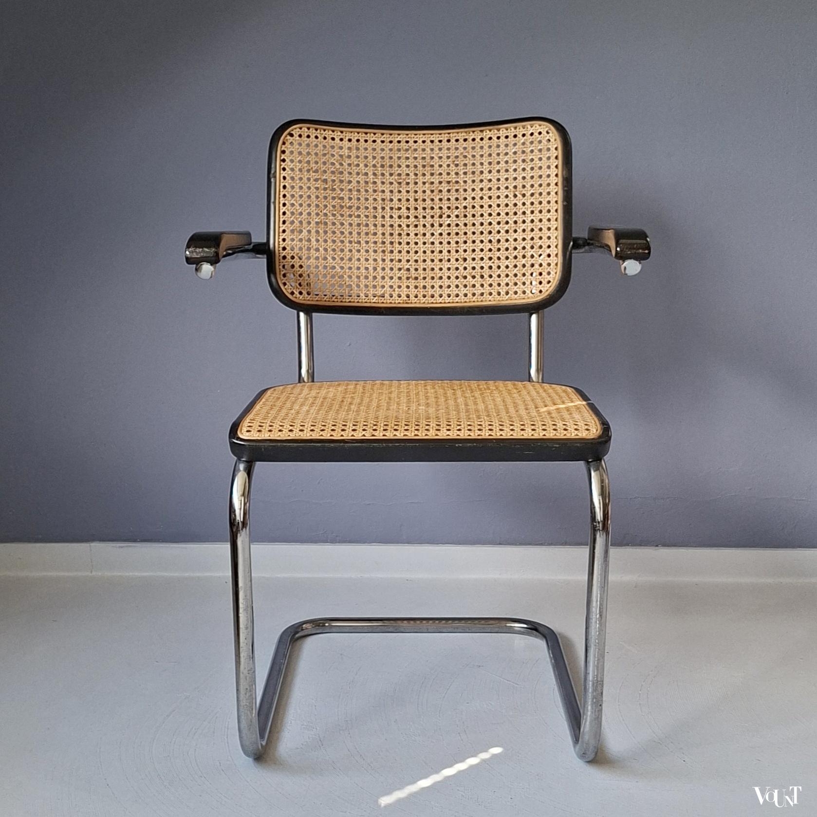 Zwarte S64 stoel, Marcel Breuer voor Thonet, 1981
