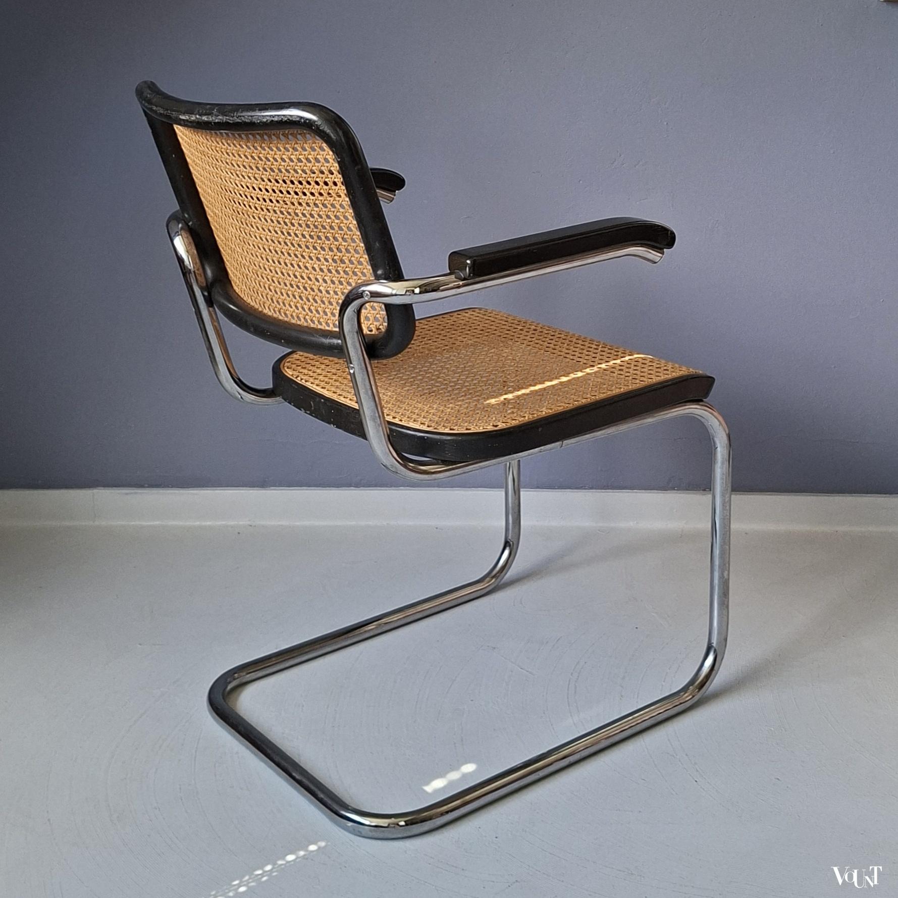 Zwarte S64 stoel, Marcel Breuer voor Thonet, 1981