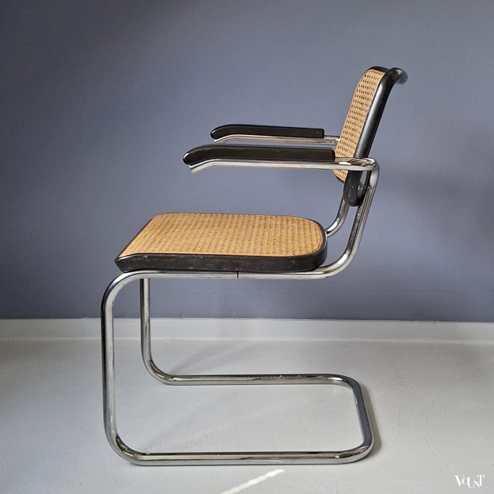 Zwarte S64 stoel, Marcel Breuer voor Thonet, 1981