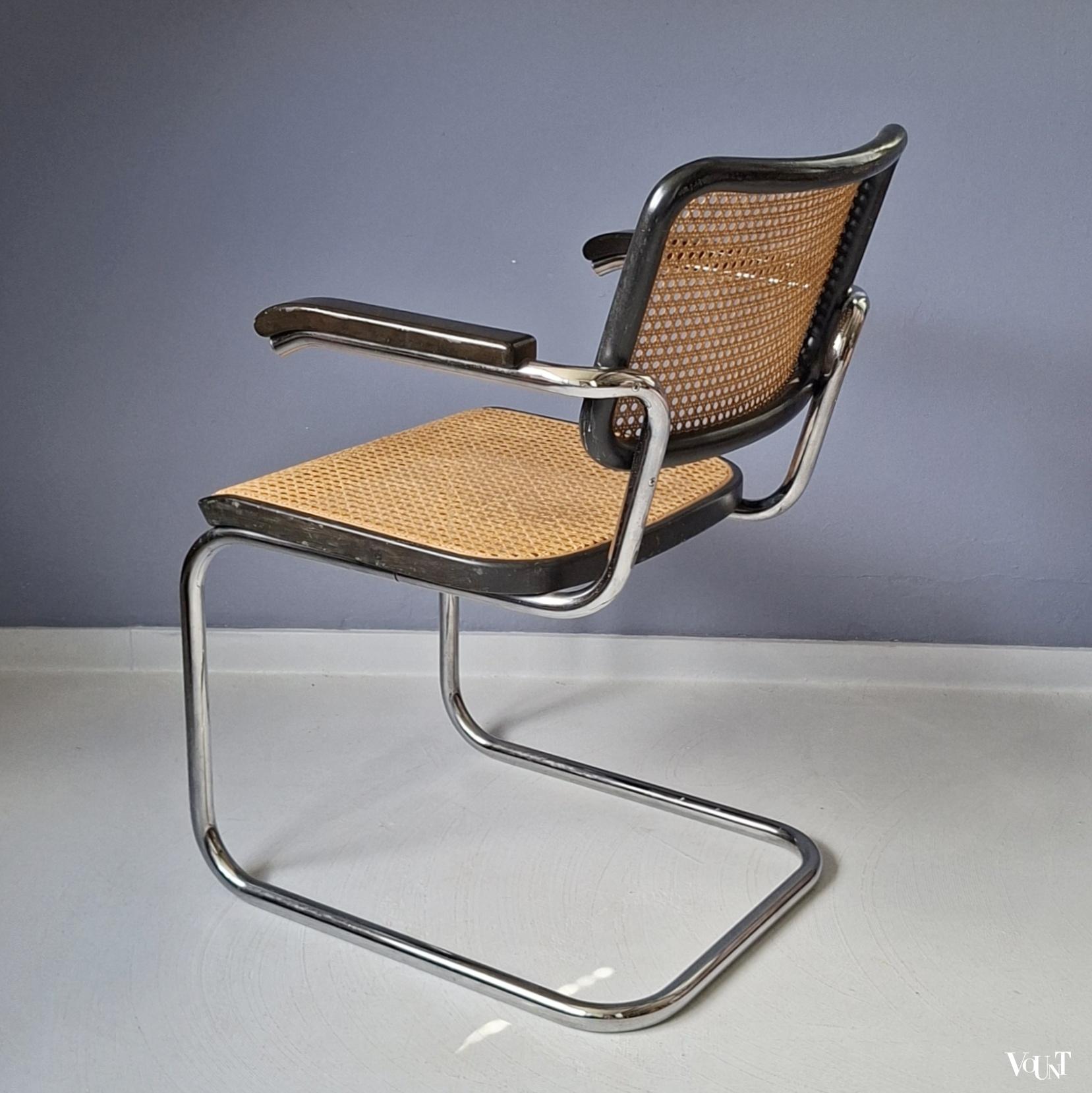Zwarte S64 stoel, Marcel Breuer voor Thonet, 1981
