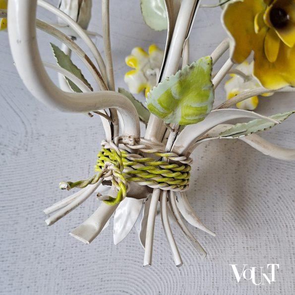 Franse metalen hanglamp bloemen, jaren '70