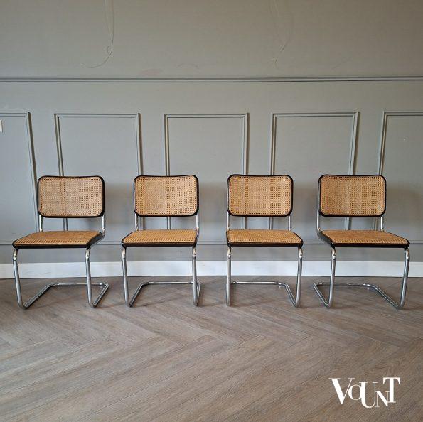 Set van 4 bruine S32 stoelen, Marcel Breuer voor Thonet, 1978