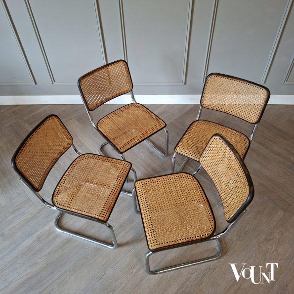 Set van 4 bruine S32 stoelen, Marcel Breuer voor Thonet, 1978