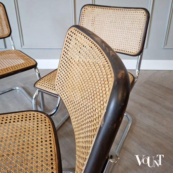 Set van 4 bruine S32 stoelen, Marcel Breuer voor Thonet, 1978