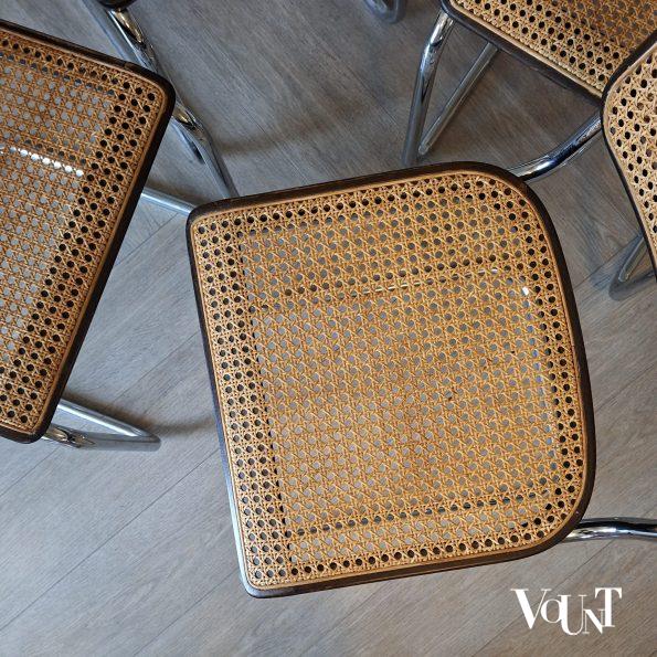 Set van 4 bruine S32 stoelen, Marcel Breuer voor Thonet, 1978