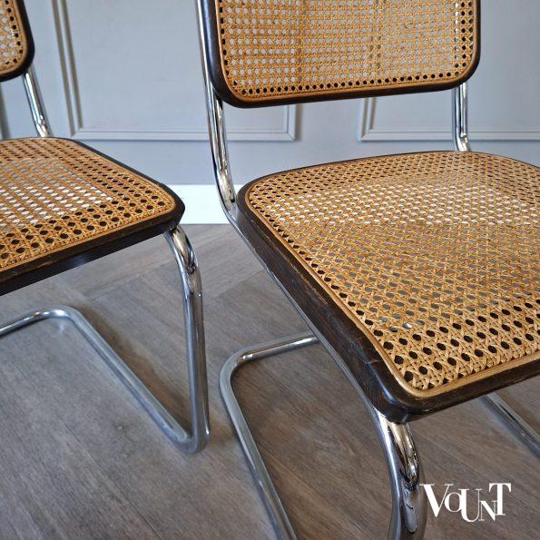 Set van 4 bruine S32 stoelen, Marcel Breuer voor Thonet, 1978