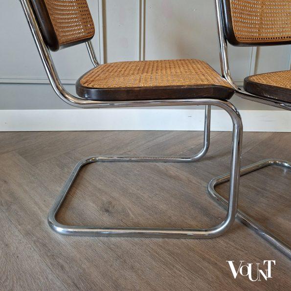Set van 4 bruine S32 stoelen, Marcel Breuer voor Thonet, 1978