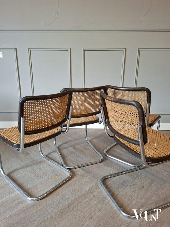 Set van 4 bruine S32 stoelen, Marcel Breuer voor Thonet, 1978
