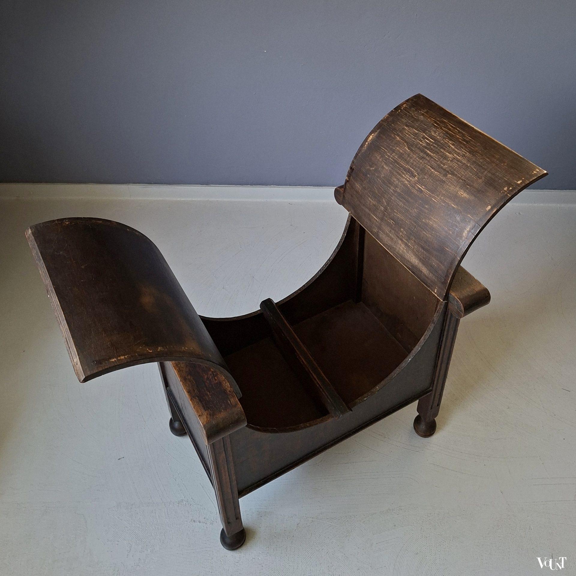 Antiek halbankje met bergruimte, rond 1900