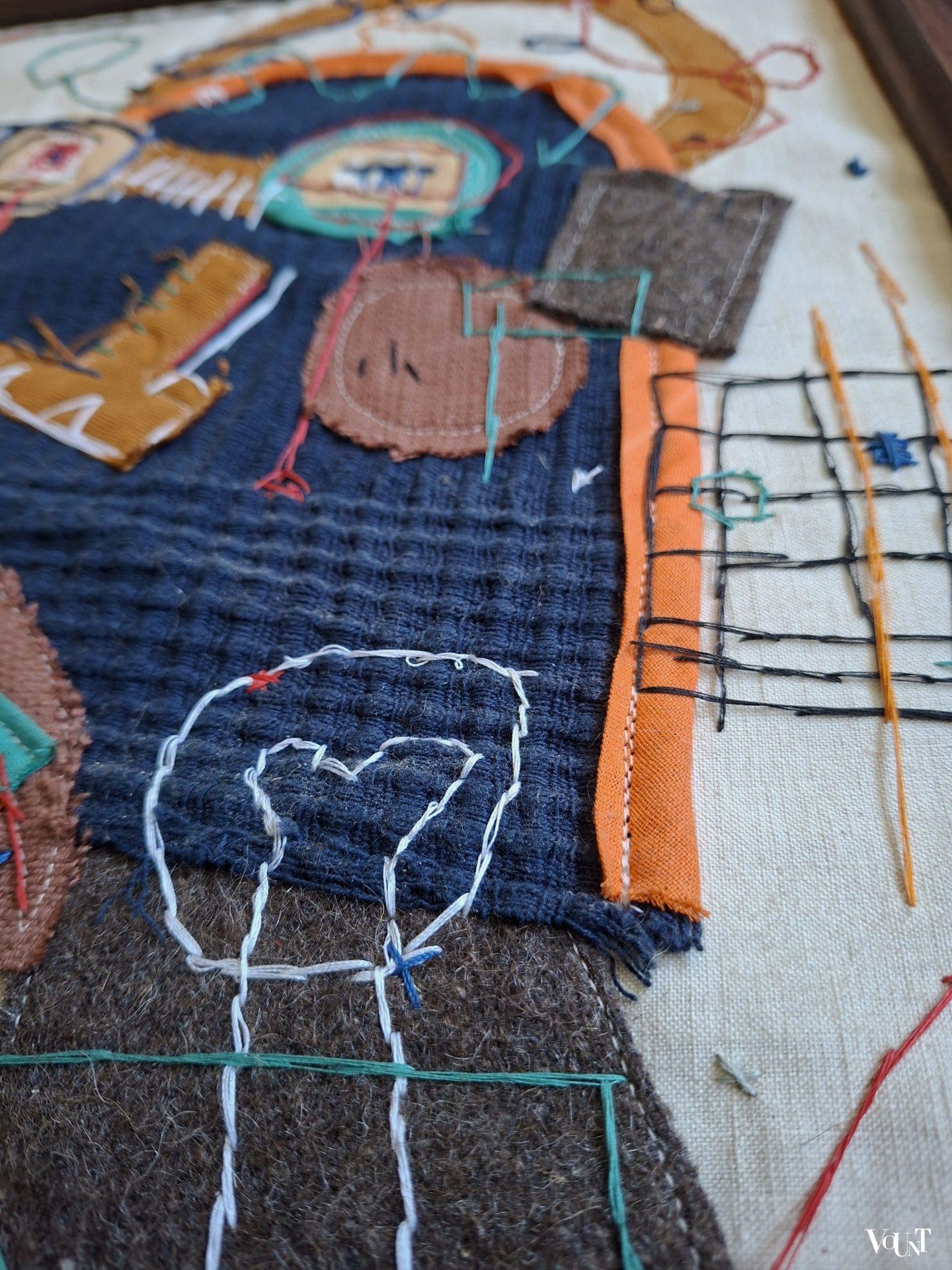 Textielwerk in brutalist lijst, Verena Tomberg, 2024