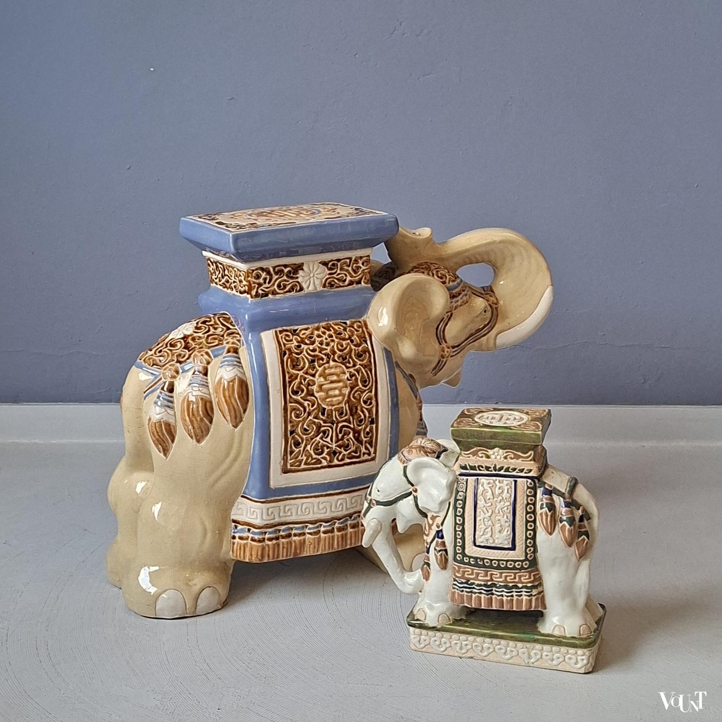 Olifant kruk/plantentafel keramiek, jaren '80/'90