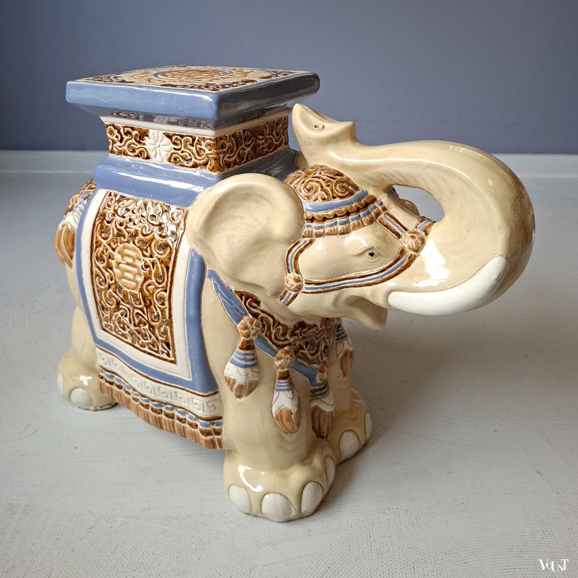 Olifant kruk/plantentafel keramiek, jaren '80/'90