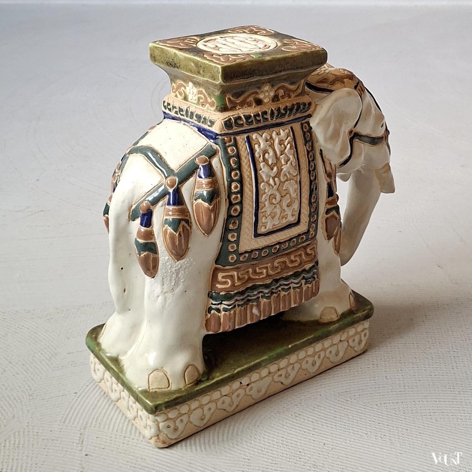 Olifant kruk/plantentafel keramiek, jaren '80/'90