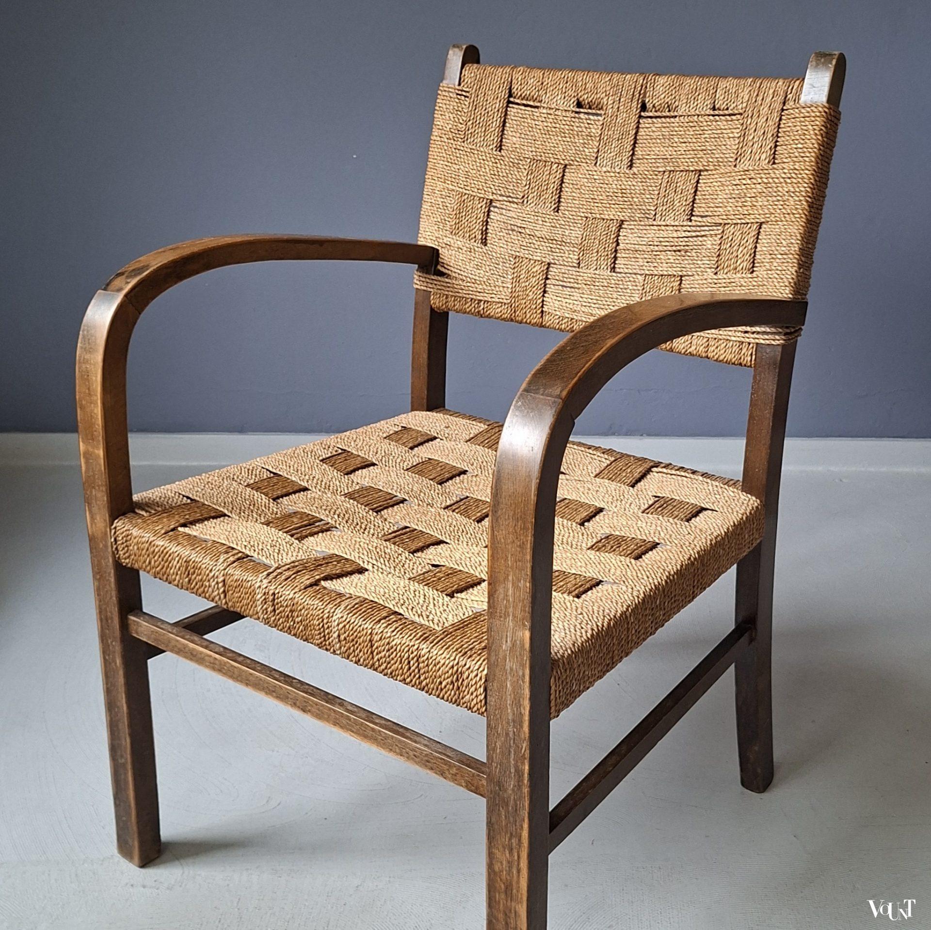 Fauteuil hout en touw, jaren '50