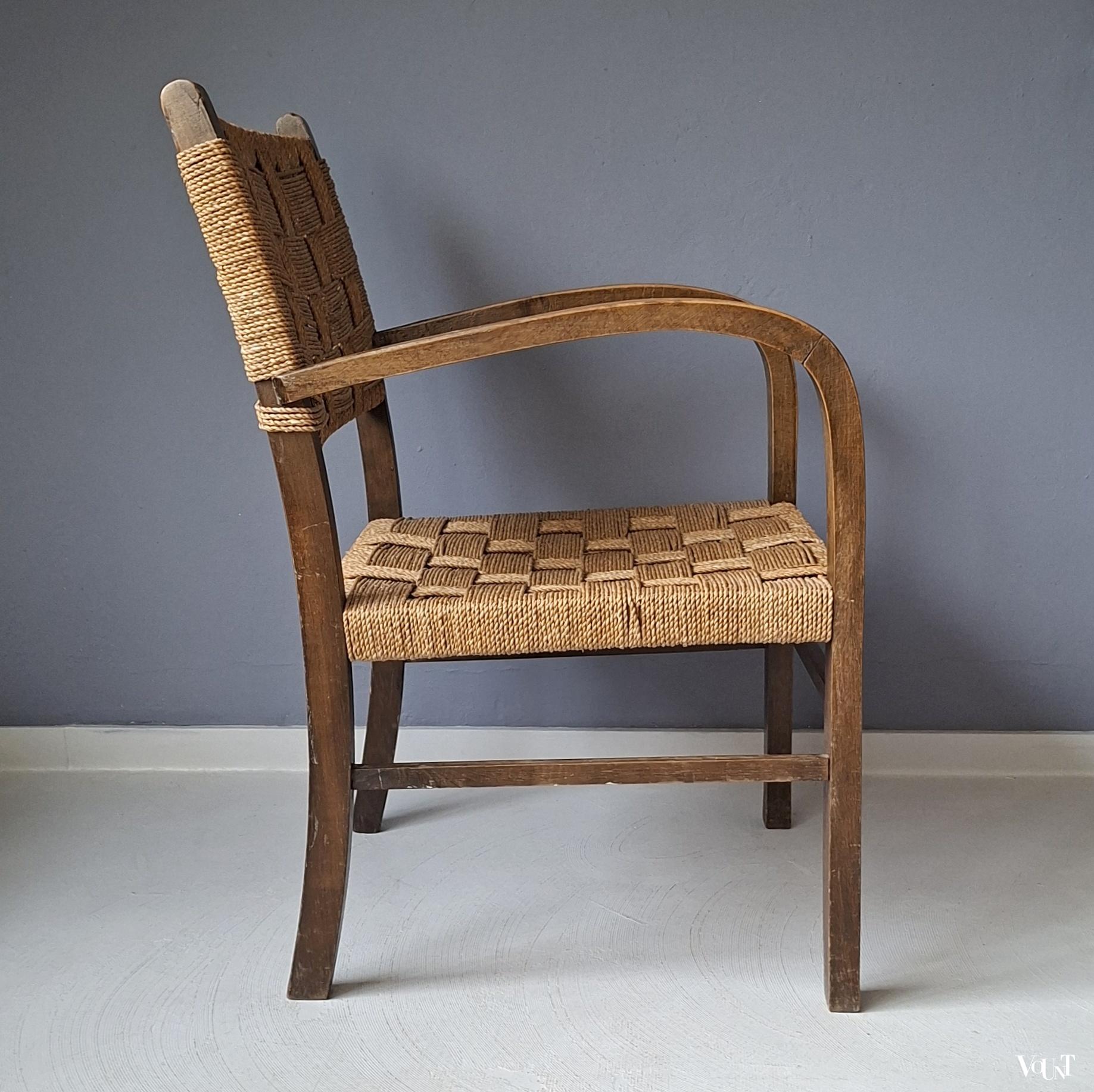 Fauteuil hout en touw, jaren '50
