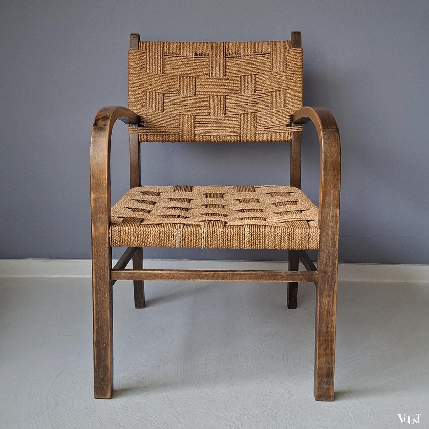 Fauteuil hout en touw, jaren '50