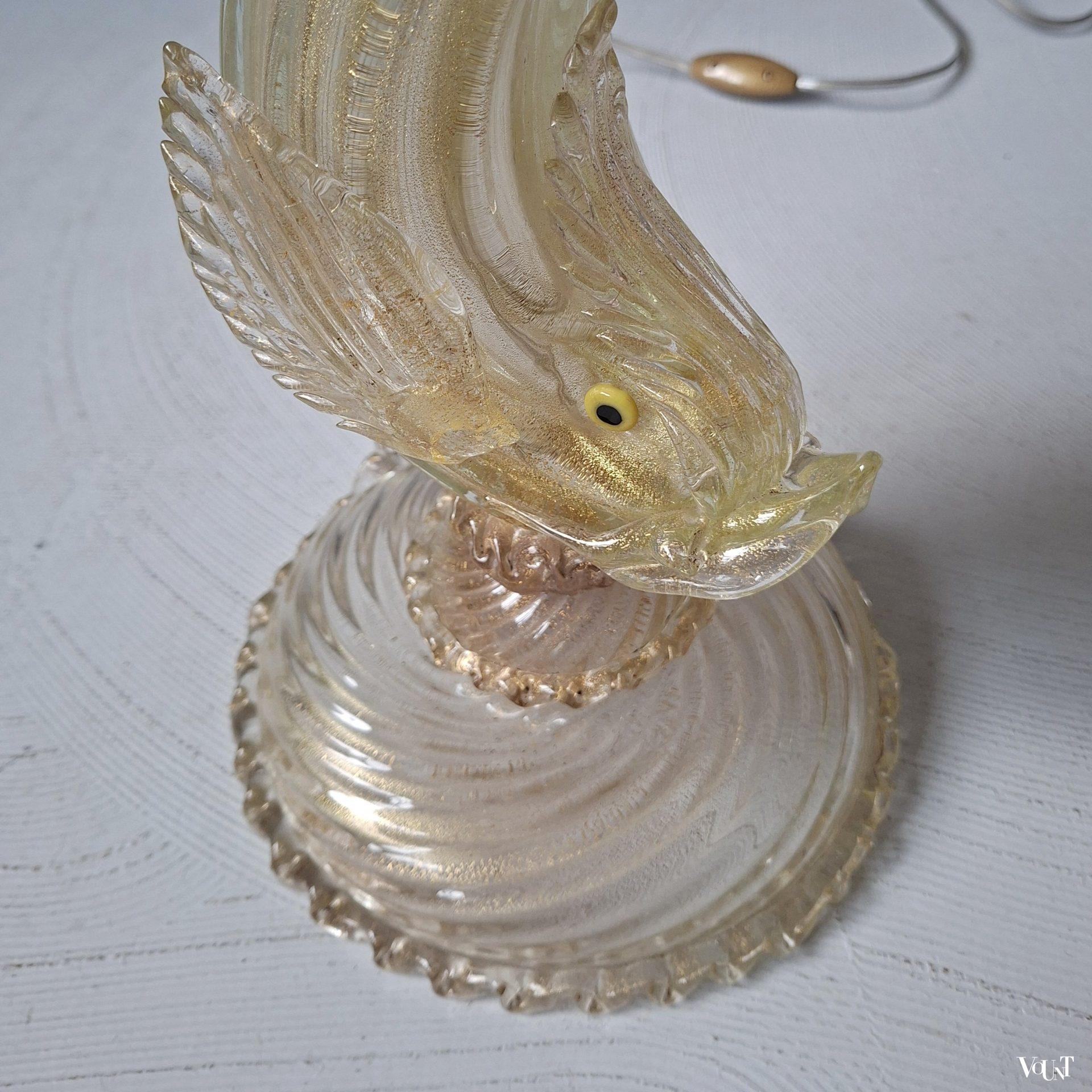 Italiaanse tafellamp Murano-glas dolfijn, jaren '60