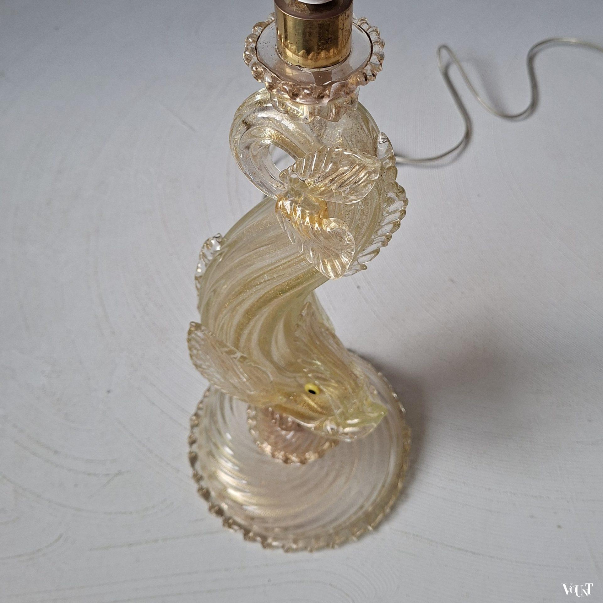 Italiaanse tafellamp Murano-glas dolfijn, jaren '60