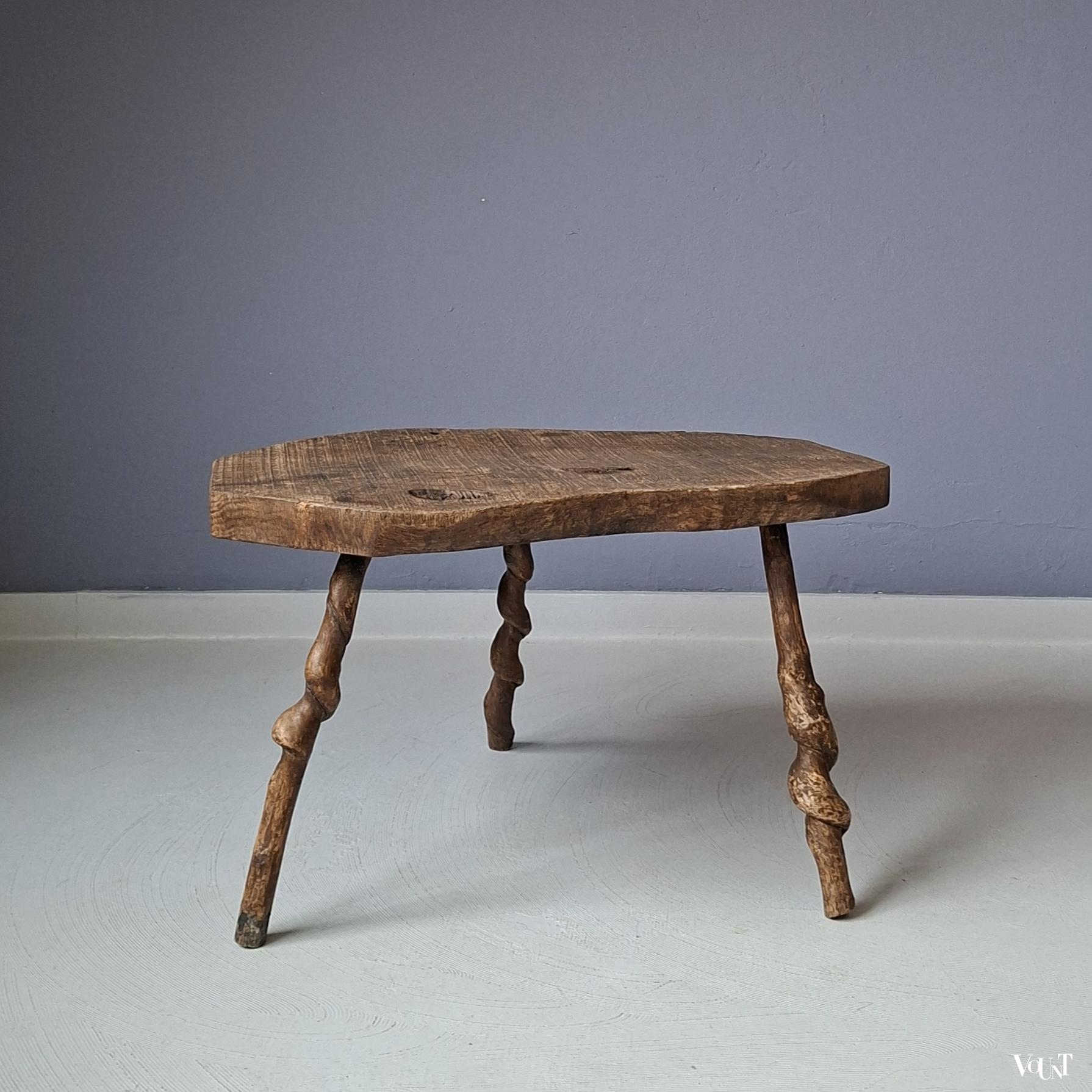 Antieke Franse boomstam-bijzettafel, ca. jaren '20