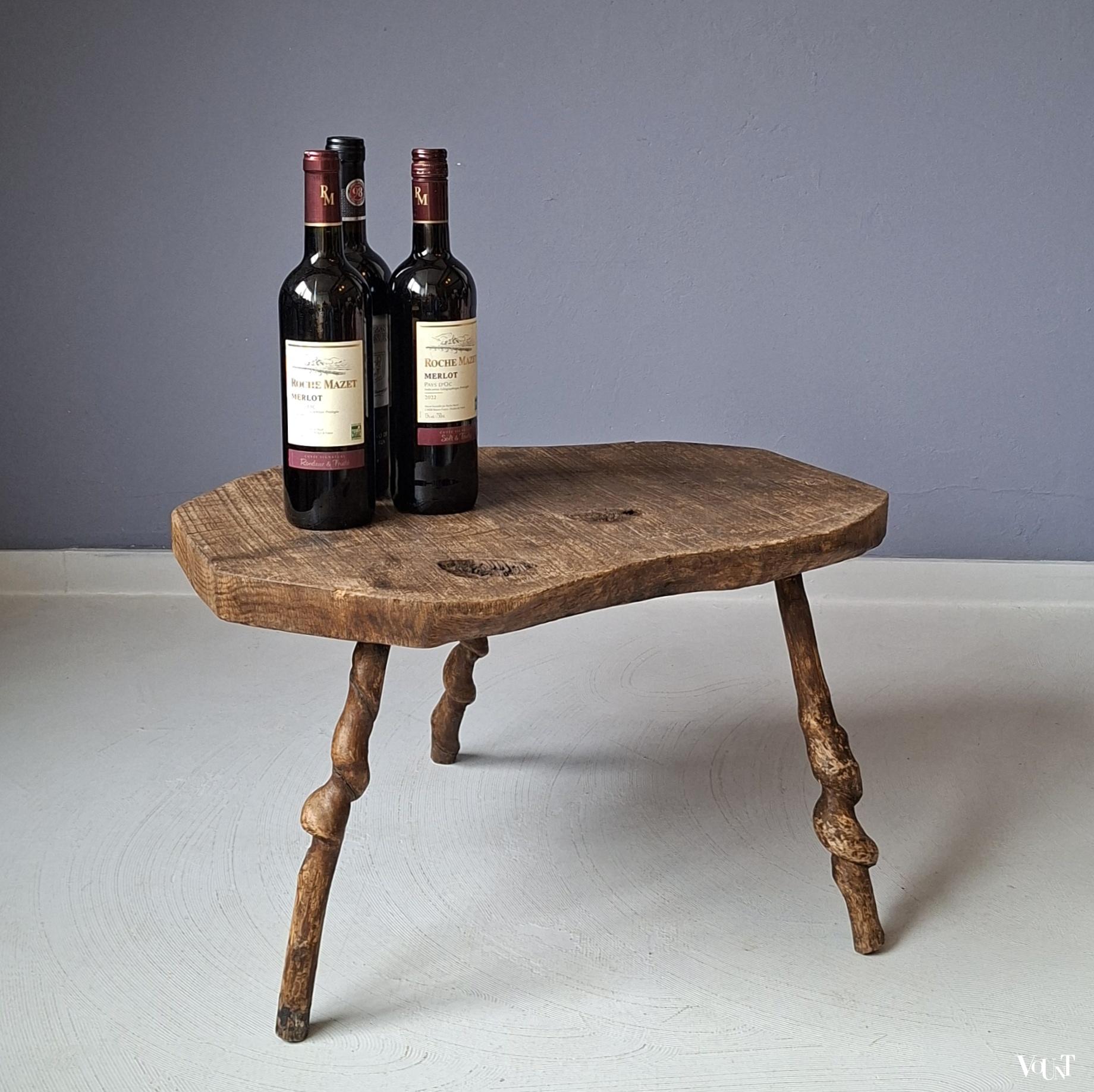 Antieke Franse boomstam-bijzettafel, ca. jaren '20