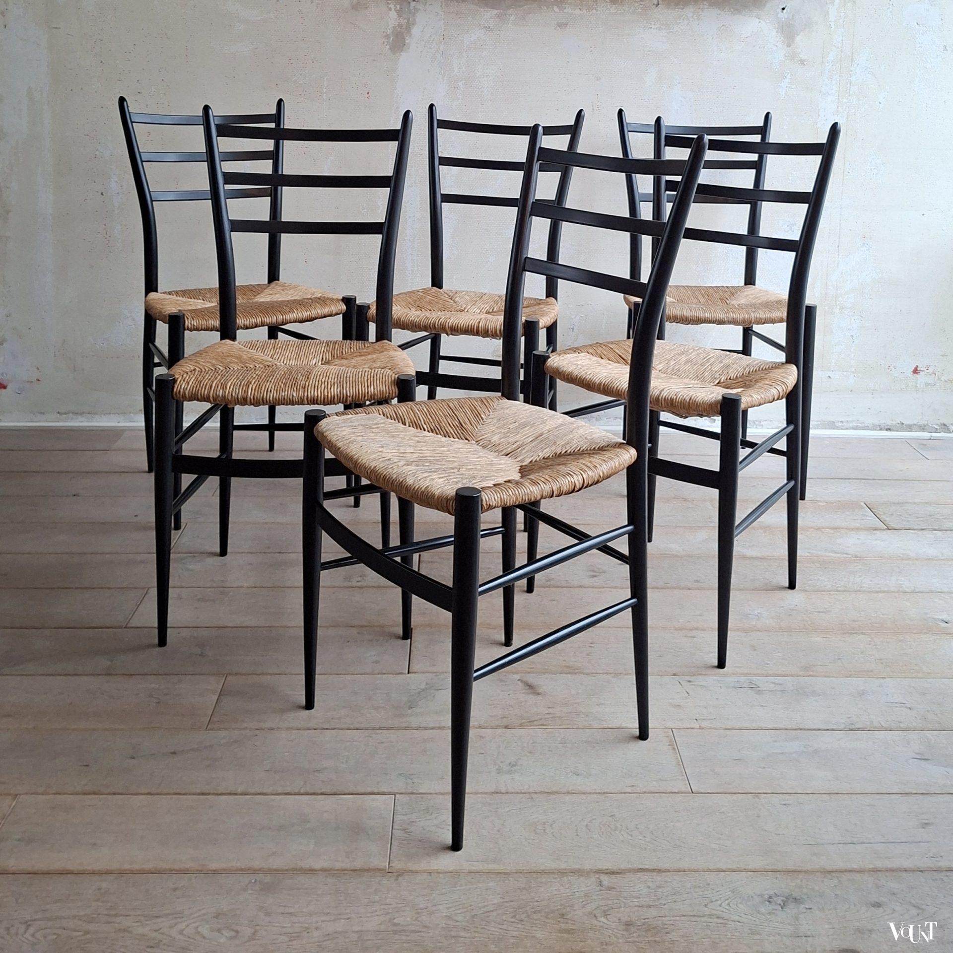 Set van 6 Spinetto stoelen, Chiavari, Italië, jaren '50