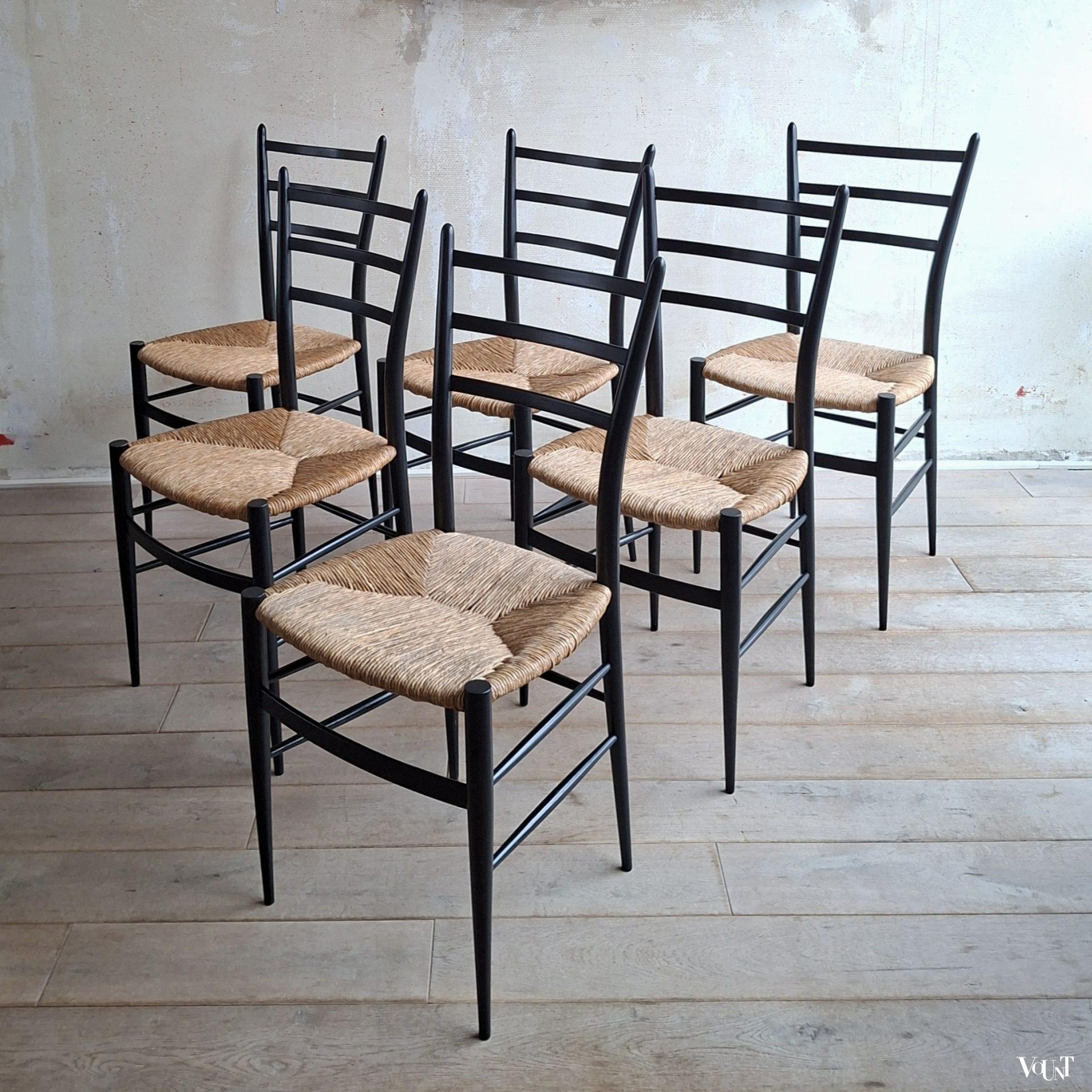 Set van 6 Spinetto stoelen, Chiavari, Italië, jaren '50