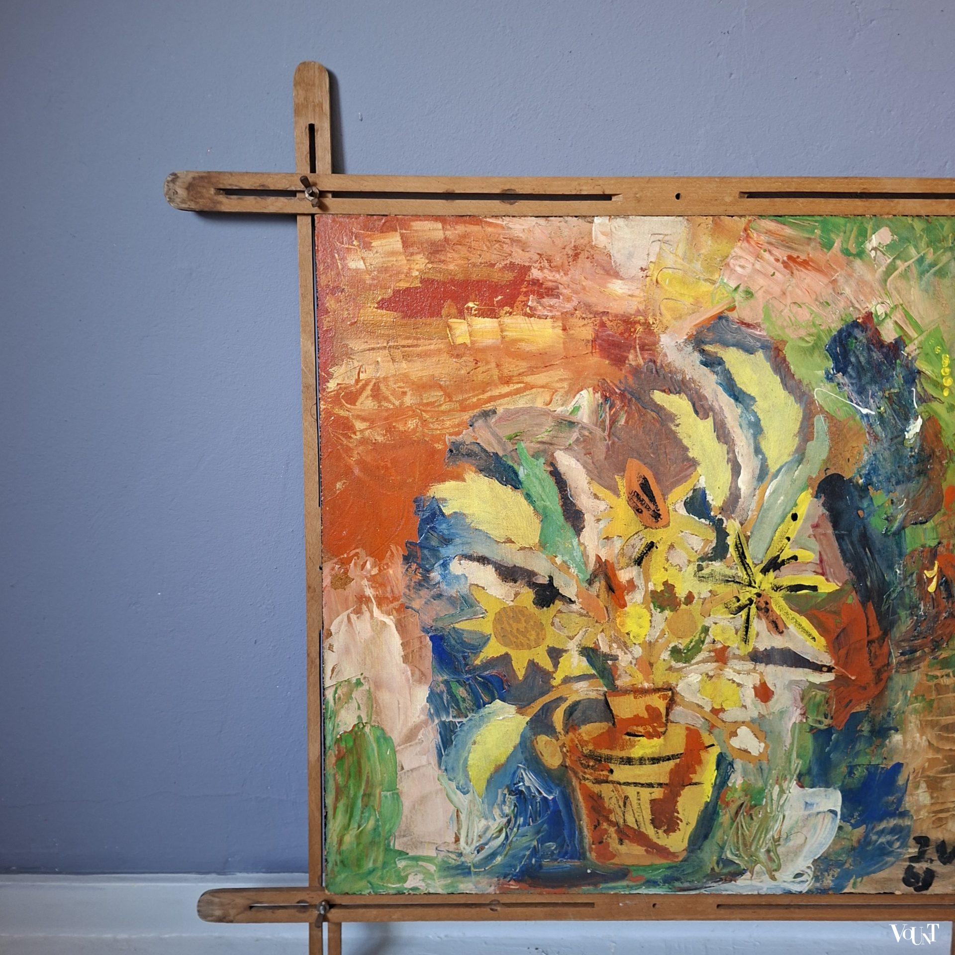 Schilderij vaas met bloemen, jaren '60
