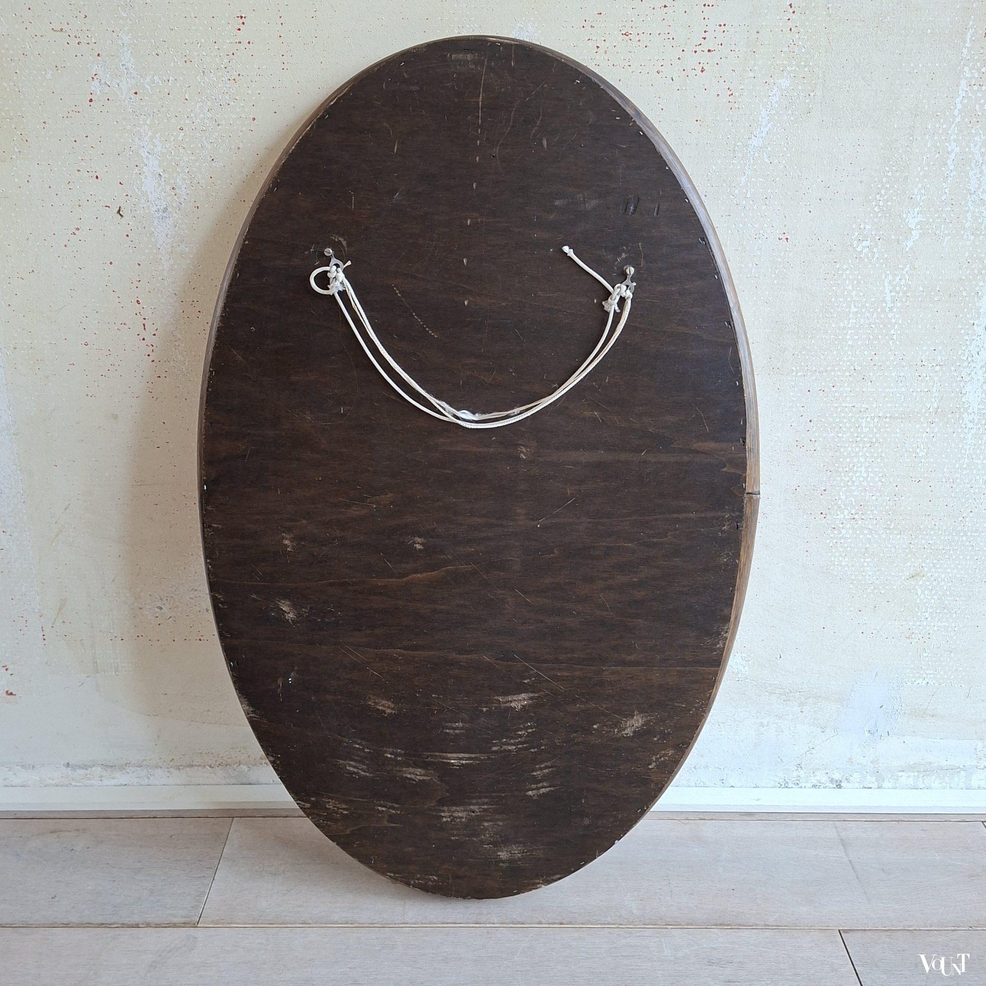 Ovale rotan/manou spiegel, jaren '70