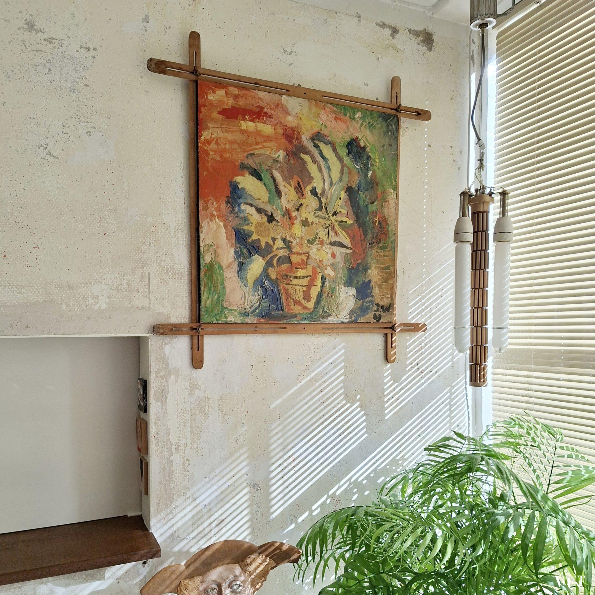 Schilderij vaas met bloemen, jaren '60
