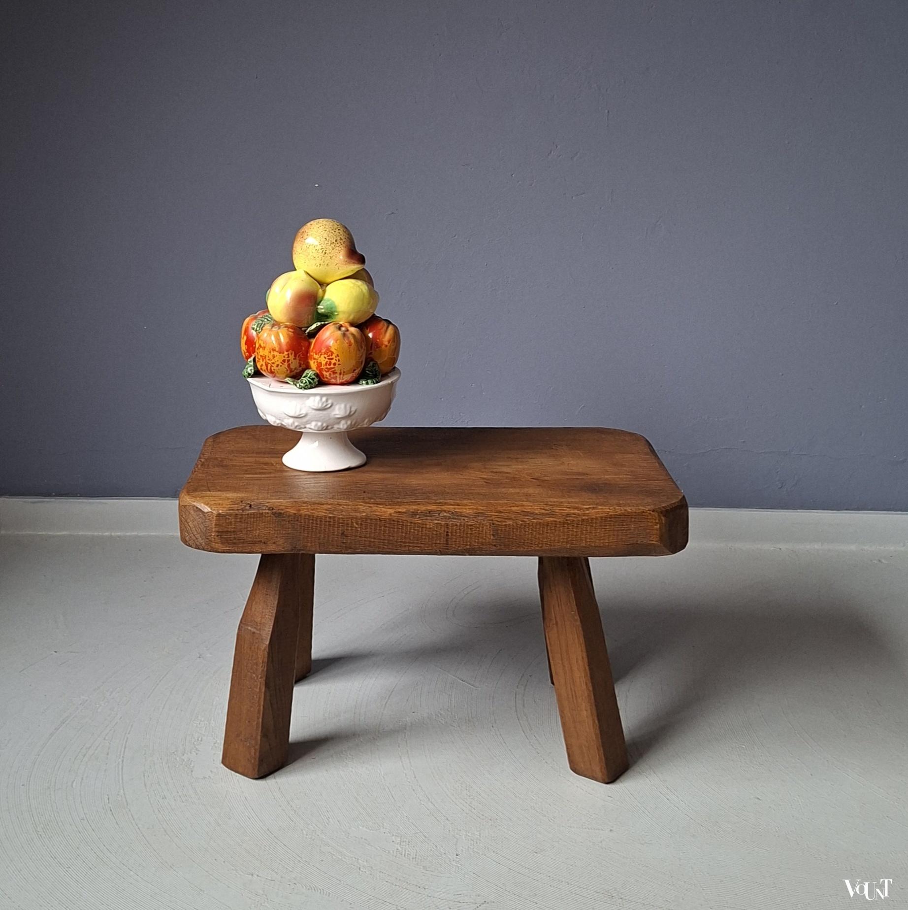 Brutalist houten bijzettafel, jaren '60/'70