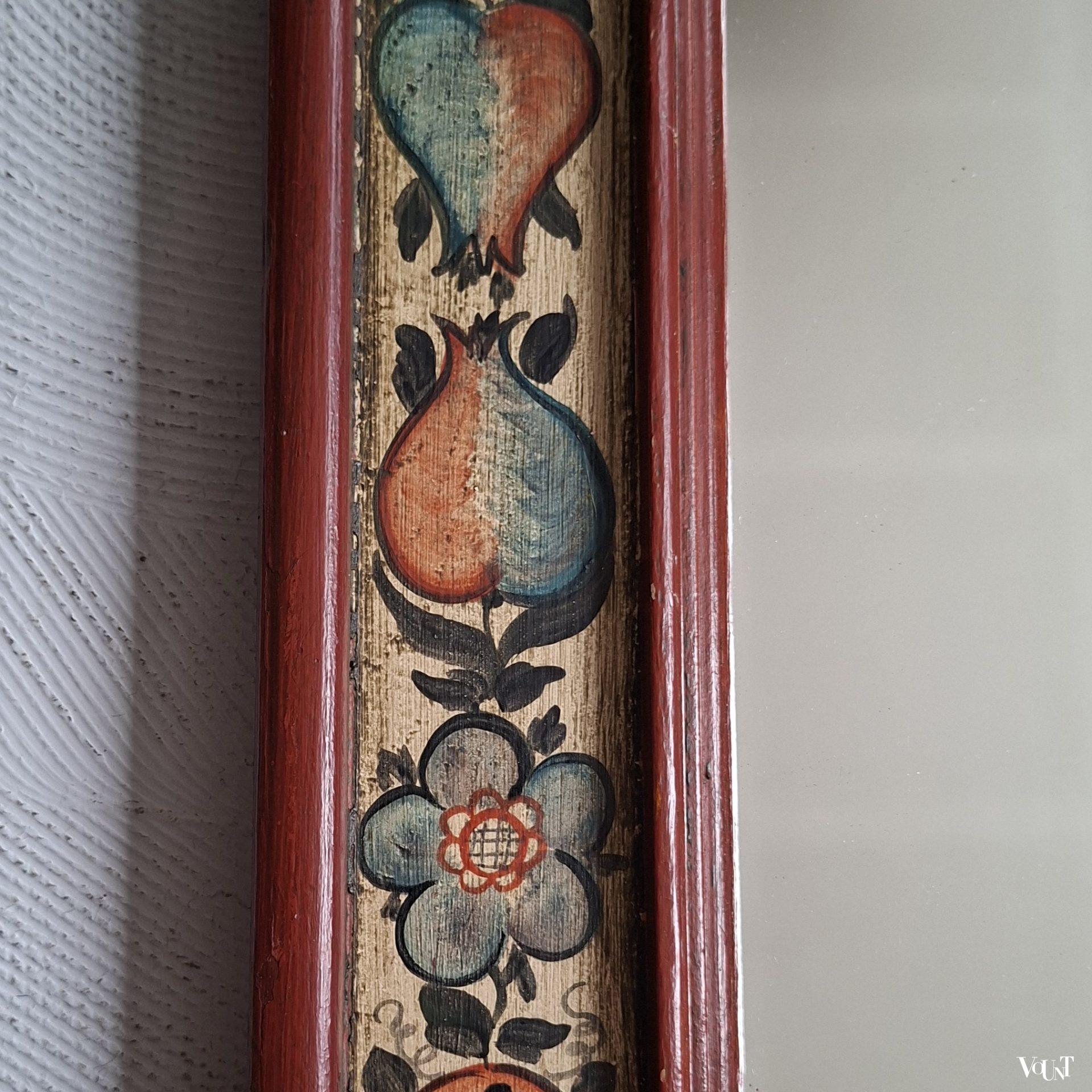 Spiegel in houten lijst met fruitmotief, jaren '70/'80