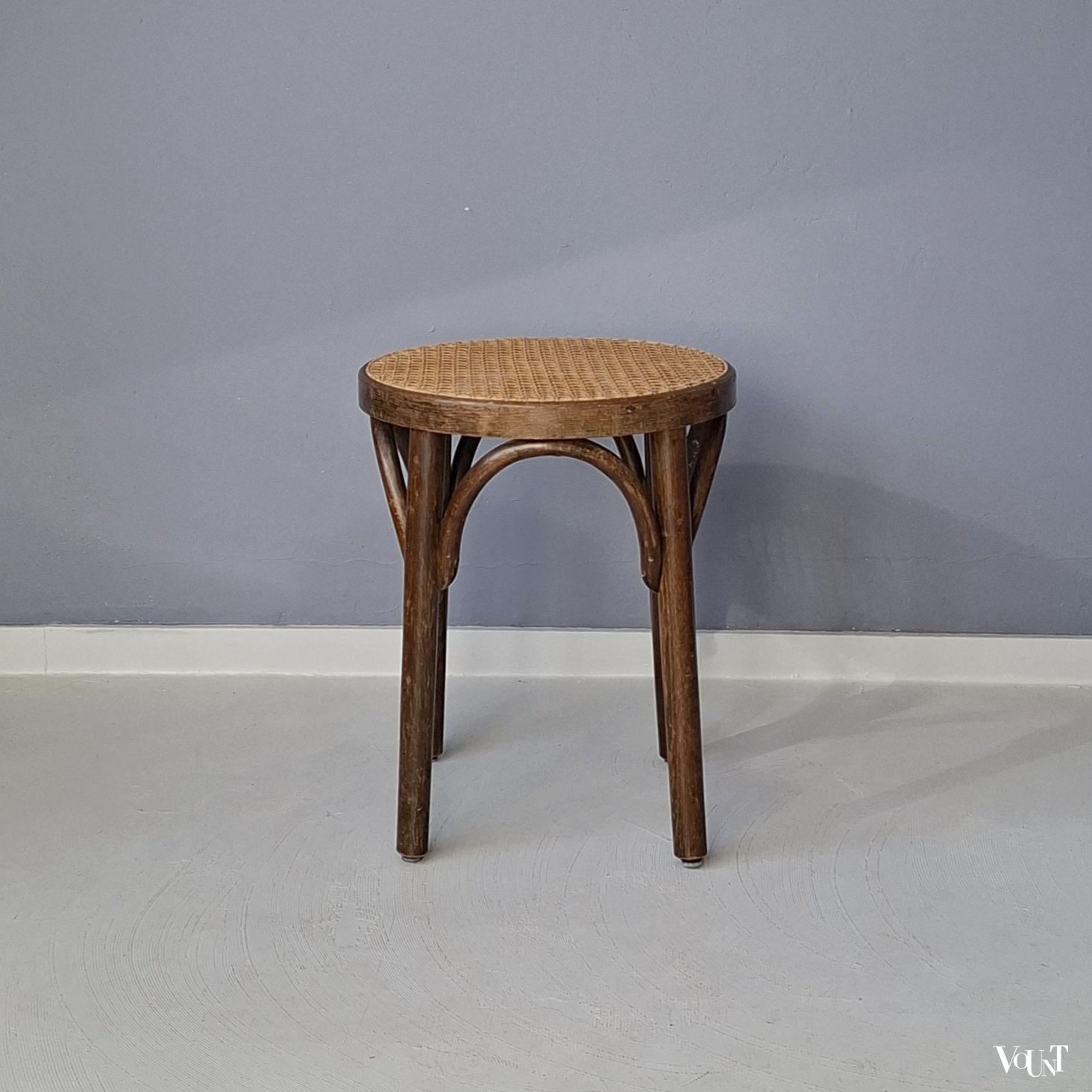 Bentwood kruk met rotan zitting, Romania, jaren '60/'70