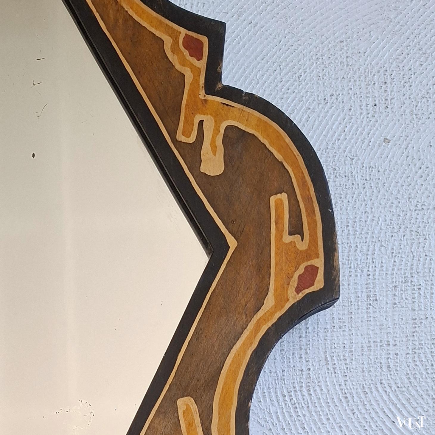 Antieke handbeschilderde wandspiegel, rond 1920