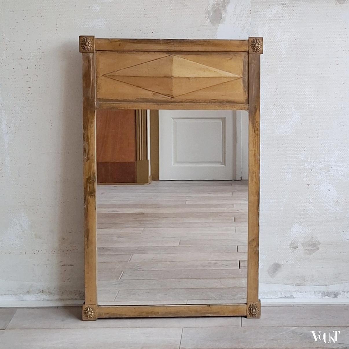 Goudkleurige houten Biedermeier wandspiegel, 1e helft 19e eeuw