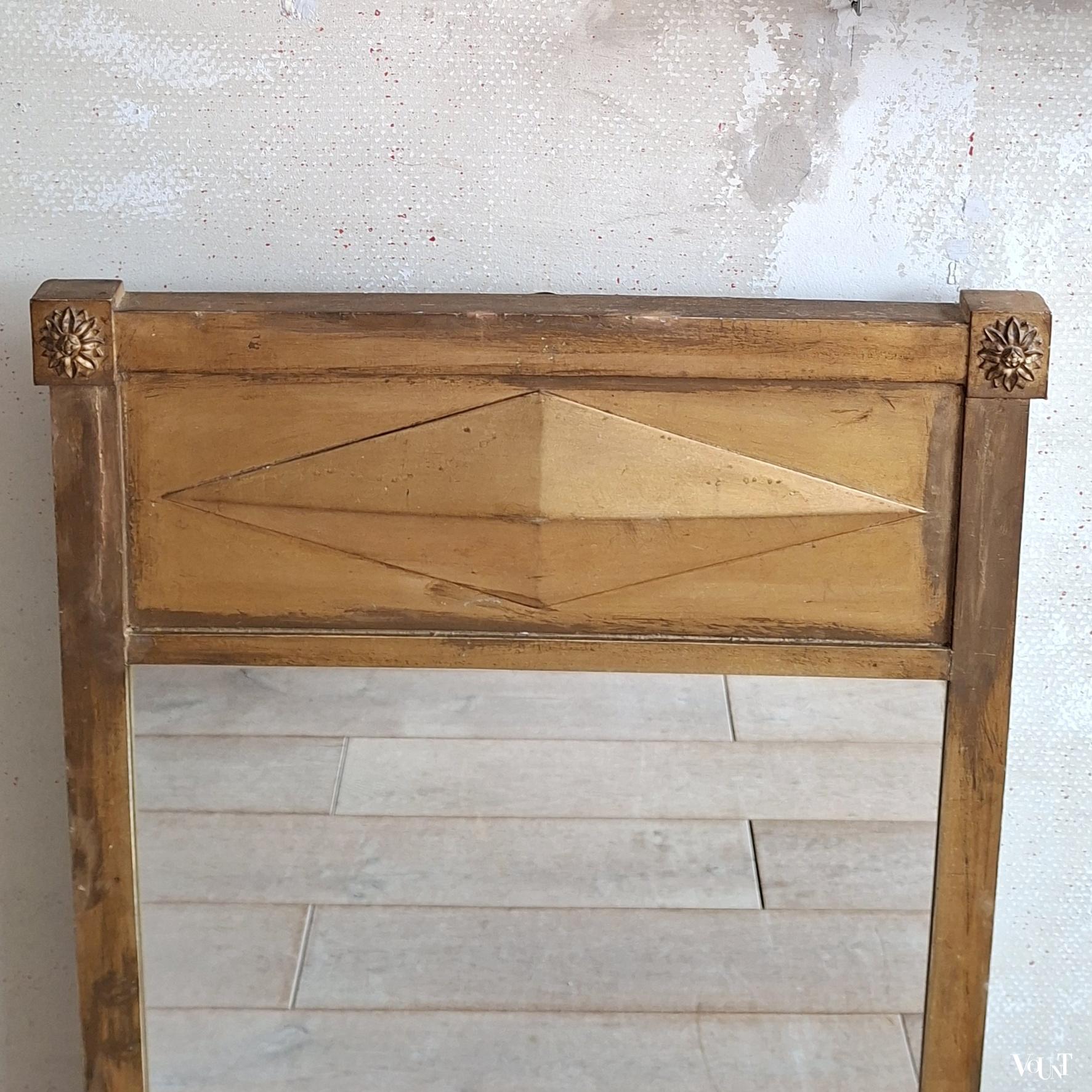 Goudkleurige houten Biedermeier wandspiegel, 1e helft 19e eeuw