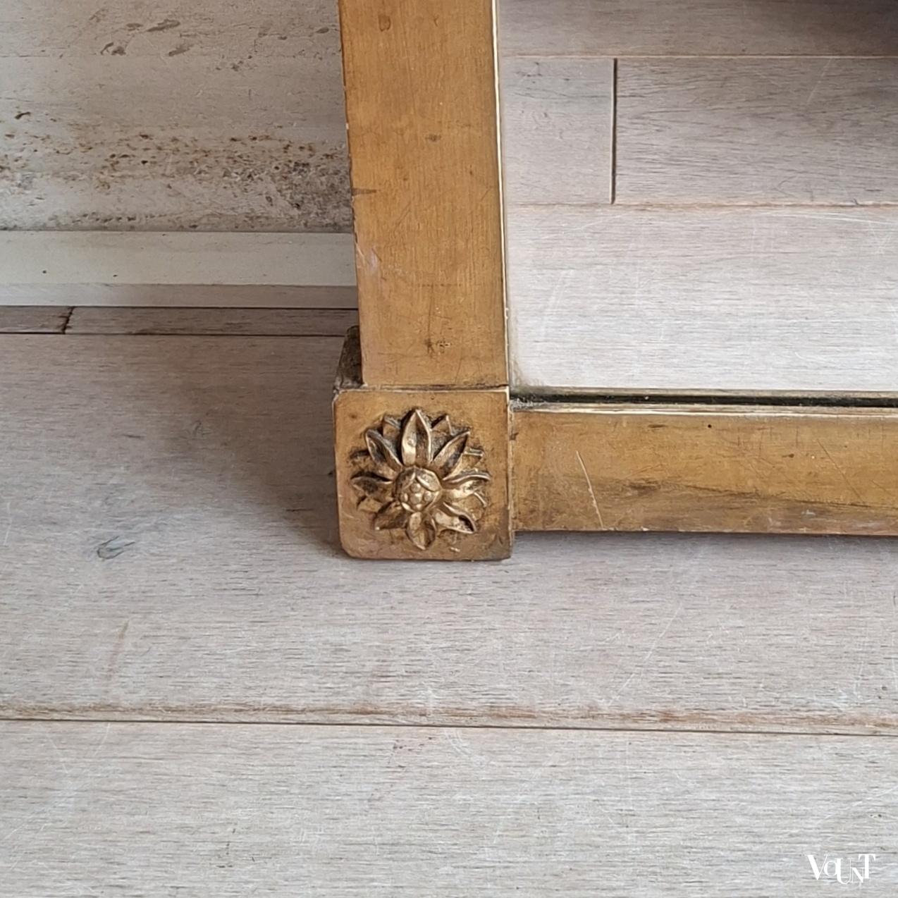 Goudkleurige houten Biedermeier wandspiegel, 1e helft 19e eeuw